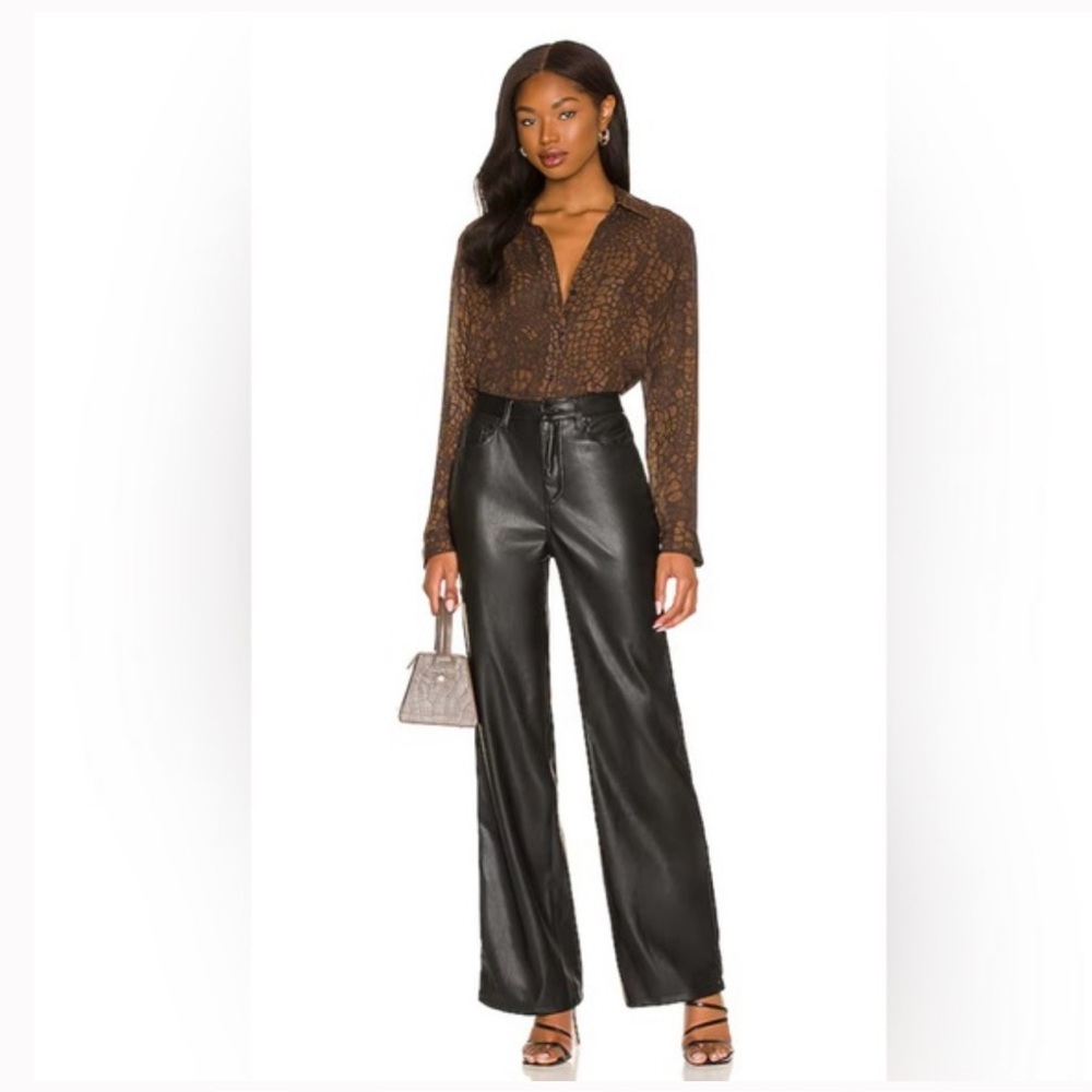 🆕 AFRM Dawson Black Wide Leg Faux Leather Pants - 27